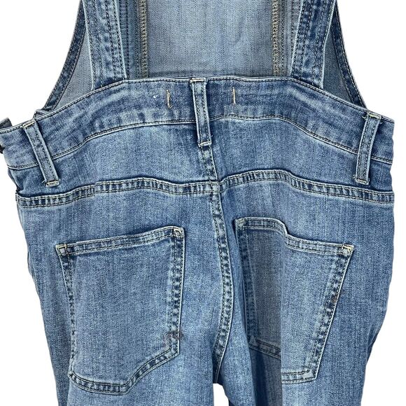 Free People SZ 25 Milo Denim Jean Overalls Distressed Pockets Side Zip Womens - Picture 6 of 12